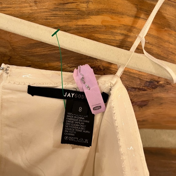 Jay Godfrey Diamond White Ivory Pleated Strapless Evening - Picture 3 of 5